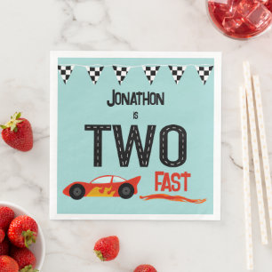 TWO fast kids racecar second birthday party Napkin