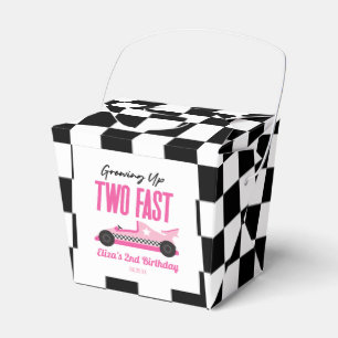 Two Fast Pink Race Car 2nd Birthday Party Favor Box