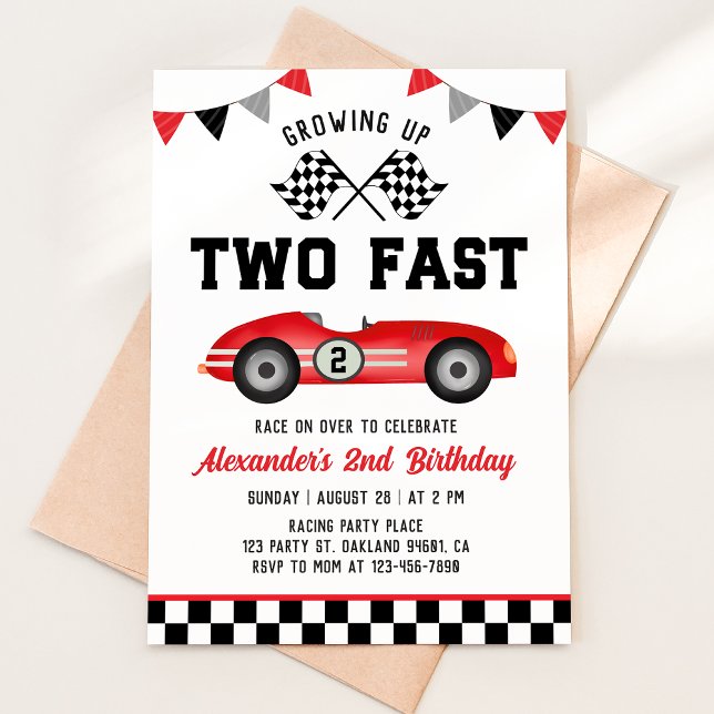 Two Fast Race Car 2nd Birthday Invitation (Creator Uploaded)