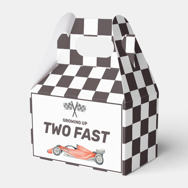 Two Fast Race Car 2nd Boy's Birthday Party Favor Box (Front Side)
