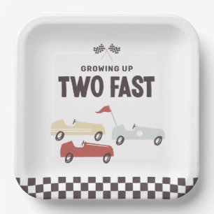 Two Fast Race Car Birthday Party Paper Plate