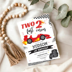 Two Fast Race Car Boy 2nd Birthday Invitation