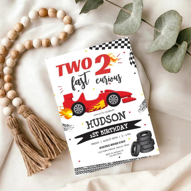 Two Fast Race Car Boy 2nd Birthday Invitation (Créateur téléchargé)