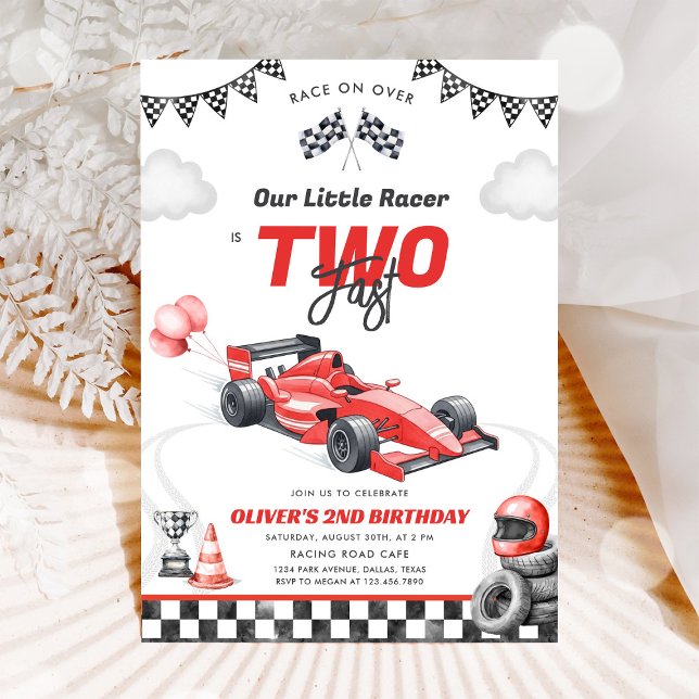 Two Fast Race Car Boy 2nd Birthday Invitation (Créateur téléchargé)