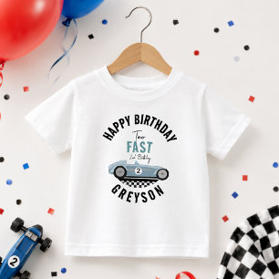 Two Fast Race Car Boy 2nd Birthday Party Baby T-Shirt
