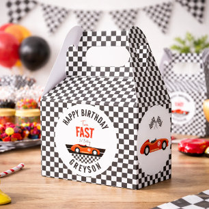 Two Fast Race Car Boy 2nd Birthday Party Favor Box