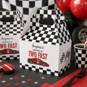 Two Fast Race Car Boy 2nd Birthday Party Favor Box