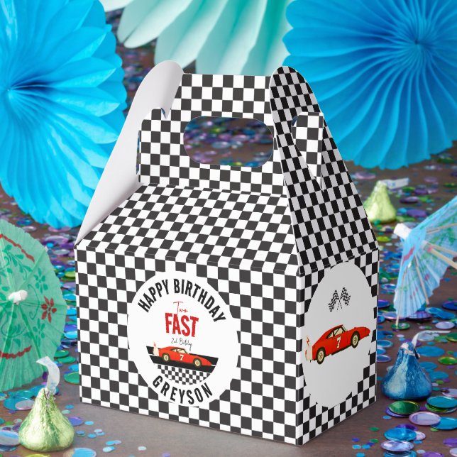 Two Fast Race Car Boy 2nd Birthday Party Favor Box (Party)
