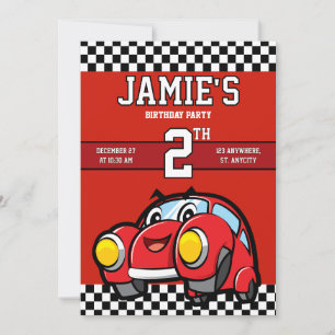 Two Fast Race Car Boy 2nd Birthday Party Invitatio Holiday Card