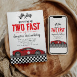 Two Fast Race Car Boy 2nd Birthday Party Invitation<br><div class="desc">Start your engines for a "Two Fast" celebration! This race car-themed 2nd birthday party invitation is perfect for your little speedster. Featuring bold colours, cool car graphics, and customizable event details, it sets the tone for a party that's full of high-speed fun. Personalize it with your child's name, party date,...</div>