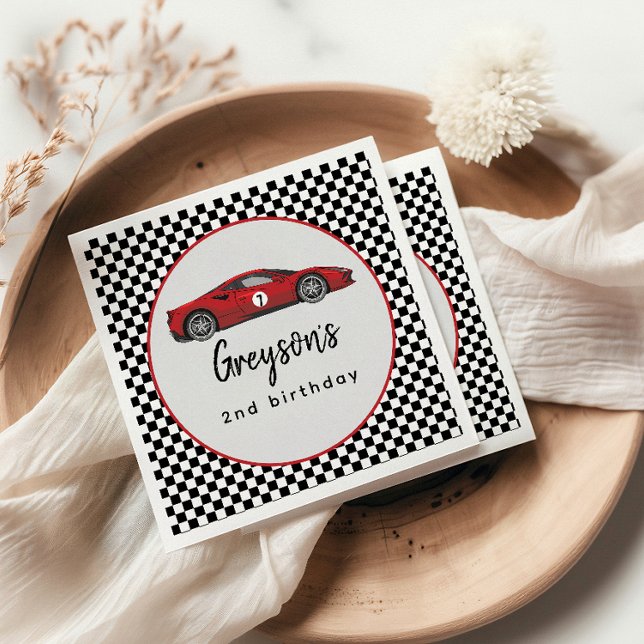 Two Fast Race Car Boy 2nd Birthday Party Napkin (Creator Uploaded)