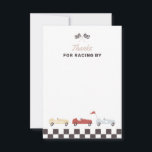 Two Fast Race Car Boy 2nd Birthday Party Thank You Card<br><div class="desc">Say thank you to the party guests with these cards,  featuring blue,  red,  and yellow race cars!</div>