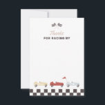 Two Fast Race Car Boy 2nd Birthday Party Thank You Card<br><div class="desc">Say thank you to the party guests with these cards,  featuring blue,  red,  and yellow race cars!</div>