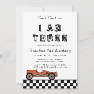 Two Fast Race Car Boy 3nd Birthday Party  Invitati Invitation