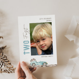 TWO Fast Race Car Photo Birthday Invitation