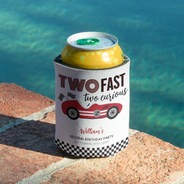 Two Fast Race Car Second Birthday  Can Cooler