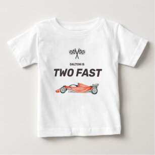 Two Fast Race Car Second Birthday Toddler Baby T-Shirt