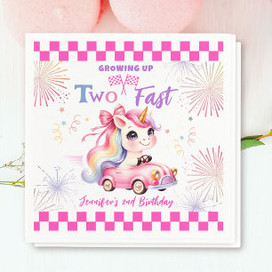 Two Fast Race Pink Car Girl 2nd Birthday Party  Napkin