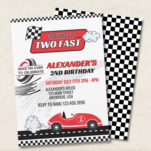 Two Fast Racing 2nd Birthday Invitation (Creator Uploaded)