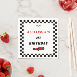 Two Fast Racing Car 2nd Birthday Boy Banner Napkin