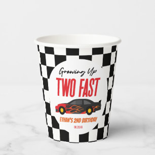 Two Fast Red Flame Race Car 2nd Birthday Party Paper Cups
