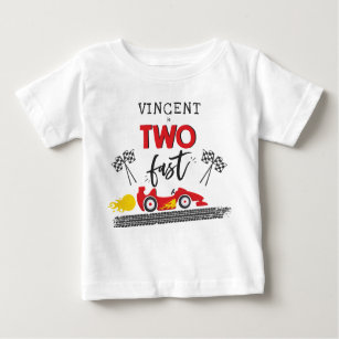 Two Fast Red Race Car 2nd Birthday Party Outfit Baby T-Shirt