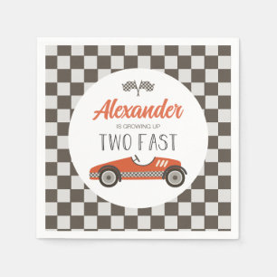 Two Fast red Race Car Birthday Napkin