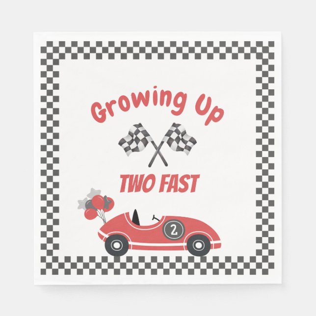 "Two Fast" Red Race Car Lunch Napkins (Front)