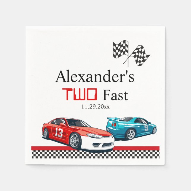 Two Fast Red Race Car   Napkin (Front)
