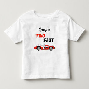Two Fast Red Vintage Race Car Boy 2nd Birthday Toddler T-shirt