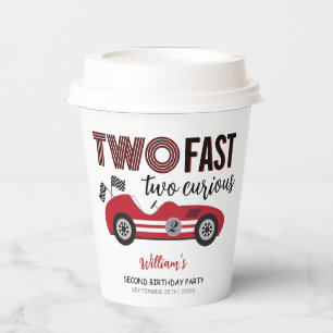 Two Fast Two Curious Red Race Car Birthday  Paper Cups