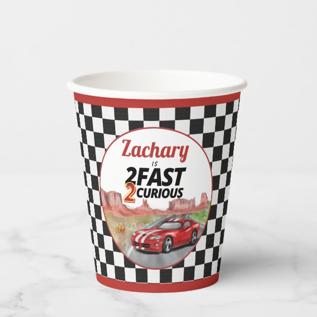 Two Fast Two Curious Vintage Birthday Paper Cups (Front)