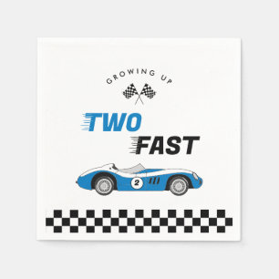 Two Fast Vintage Blue Race Car Boy Birthday Napkin