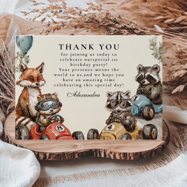 Two Fast Woodland Animals 2nd Birthday Thank You Card (Creator Uploaded)