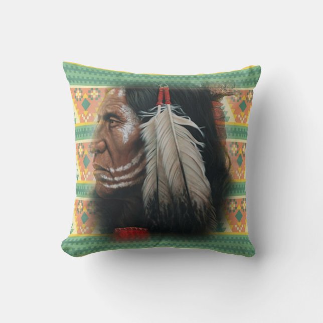 Two Feathers Throw Pillow (Front)