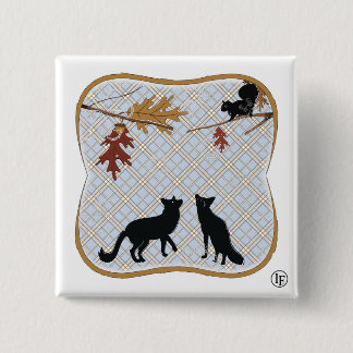 Two Fectching Foxes 2 Inch Square Button