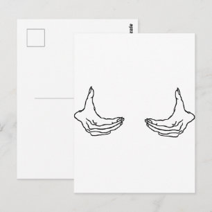 Two Female Hands Holding Chest Outline Postcard