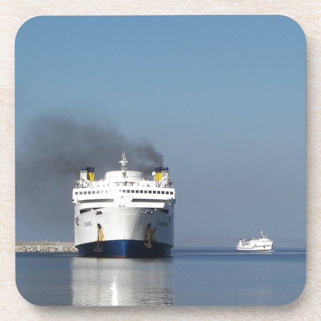 Two Ferries In Greece Coaster (Front)