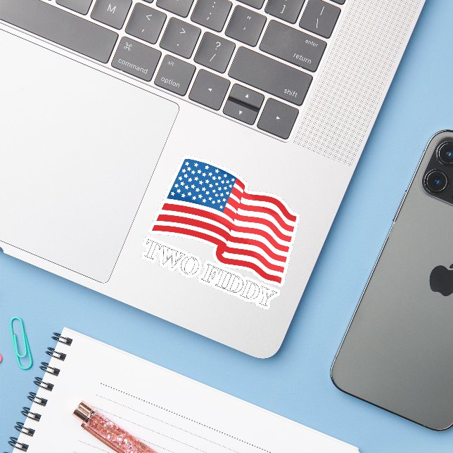 Two Fiddy Patriotic Tee, 2 Fiddy 250th Anniversary (Laptop w/ iPhone)