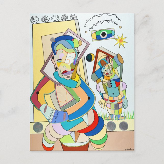 "Two Figures: O and Ru" by Ruchell Alexander Postcard (Front)