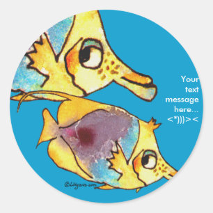Two Fish Blue Butterflyfish Personalized Stickers