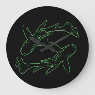 Two Fish Pisces Zodiac Large Clock