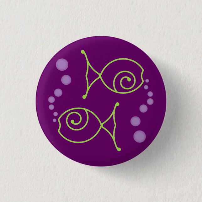 Two Fish With Bubbles 1 Inch Round Button (Front)
