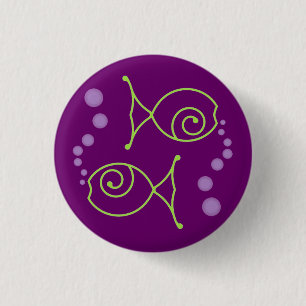 Two Fish With Bubbles 1 Inch Round Button