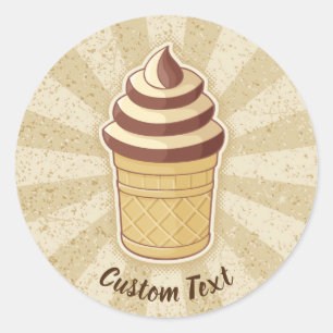 Two Flavours Ice Cream Cup Classic Round Sticker