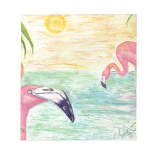 Two Florida Flamingos Watercolor Art Notepad