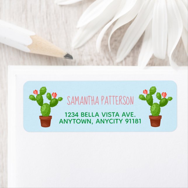 Two Flowering Cactus Plants Return Address Labels (Insitu)