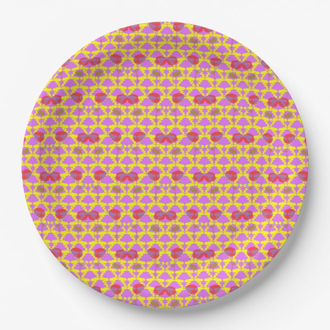 Two Flowers Roses Paper Plate (Front)