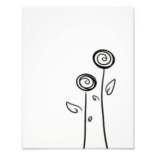Two Flowers Simple Line Drawing Photo Print