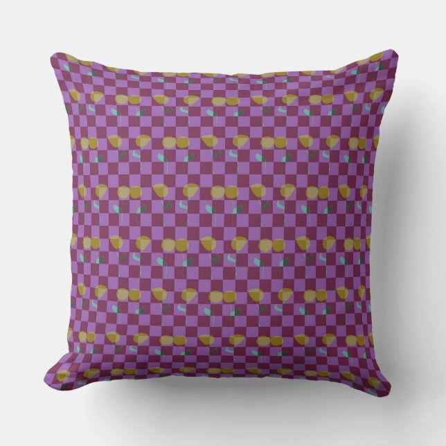 Two Flowers Squares Throw Pillow (Front)